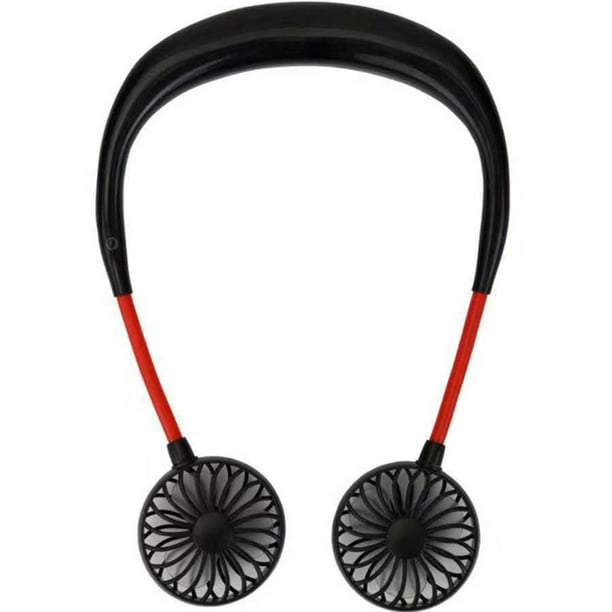 Portable USB Rechargeable Neckband Dual Cooling Mini Fan Lazy Neck Hanging L^ly